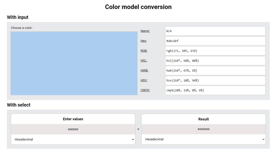 Color model conversion