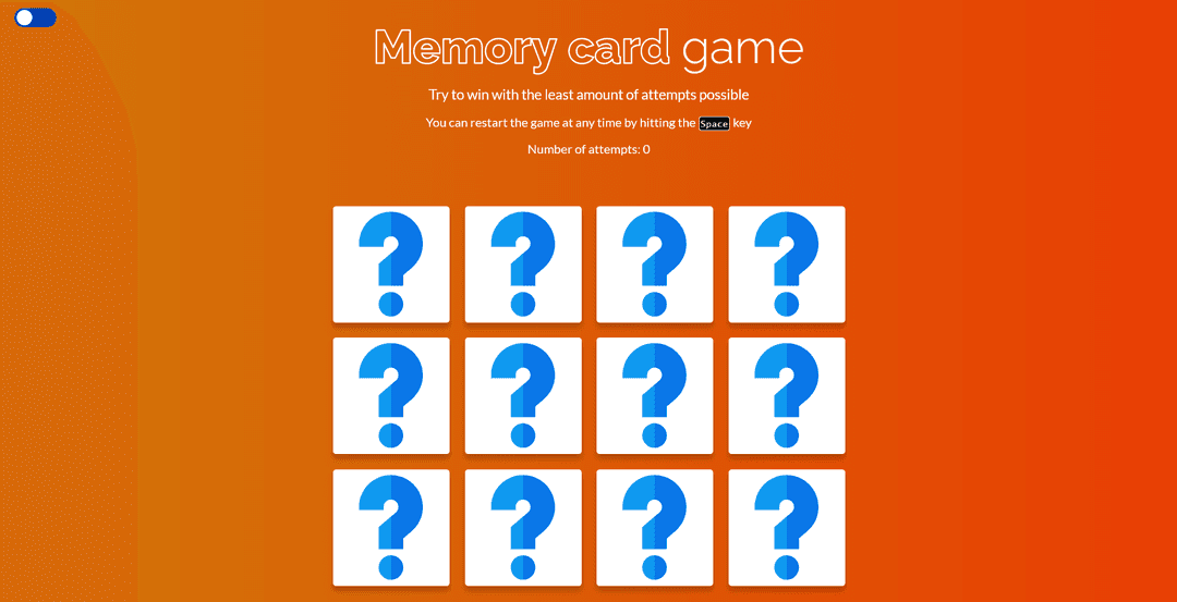 Memory card game