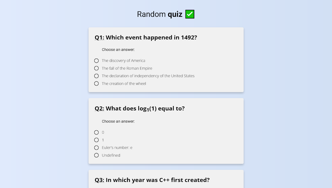 Random quiz