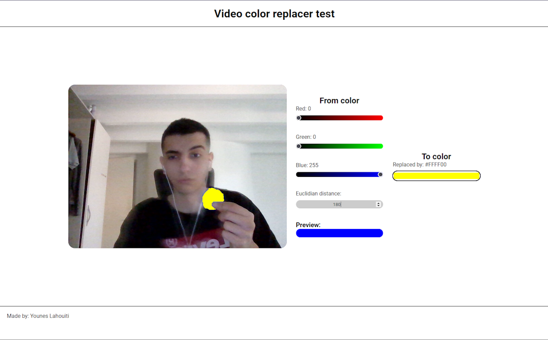 Video color replacer test